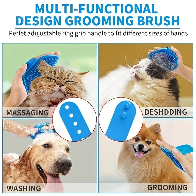 2-Pc Pet Grooming Kit – De-shedding brush & bath glove for pets.