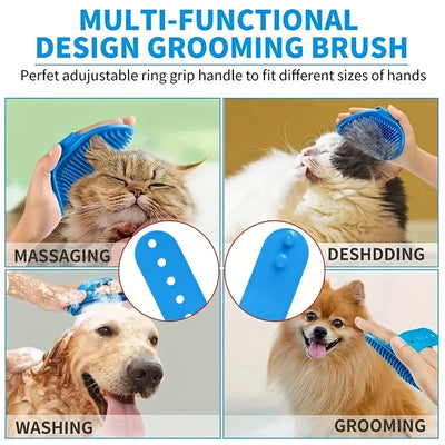 2-Pc Pet Grooming Kit – De-shedding brush & bath glove for pets.