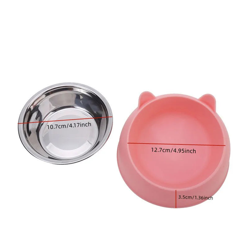 Inclined Stainless Steel Cat & Dog Bowl – Creative feeding feeder.