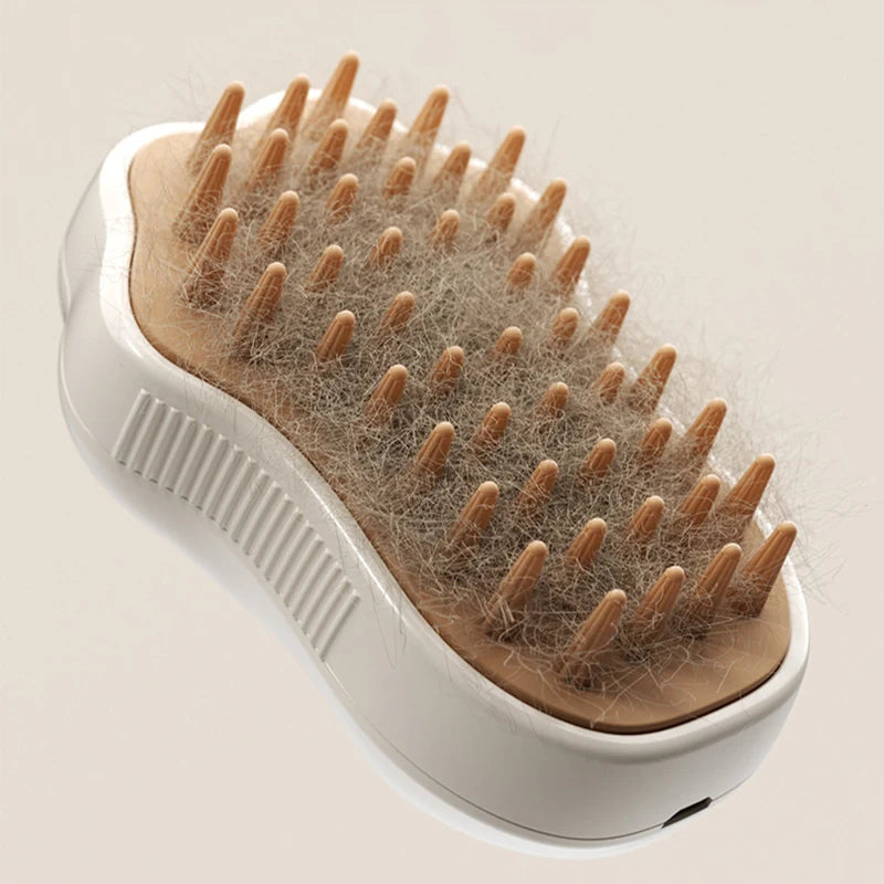 3-in-1 Electric Pet Brush – Steam, spray, massage for dogs & cats.