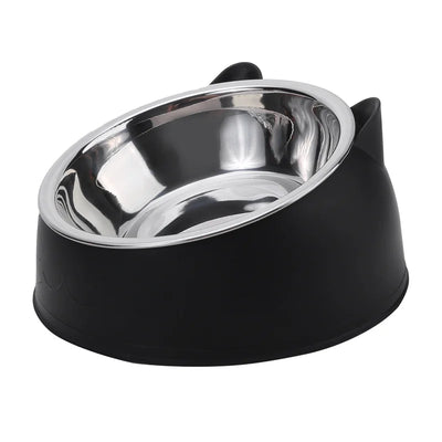Inclined Stainless Steel Cat & Dog Bowl – Creative feeding feeder.
