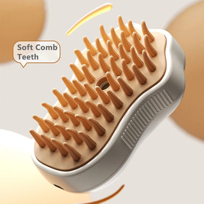 3-in-1 Electric Pet Brush – Steam, spray, massage for dogs & cats.