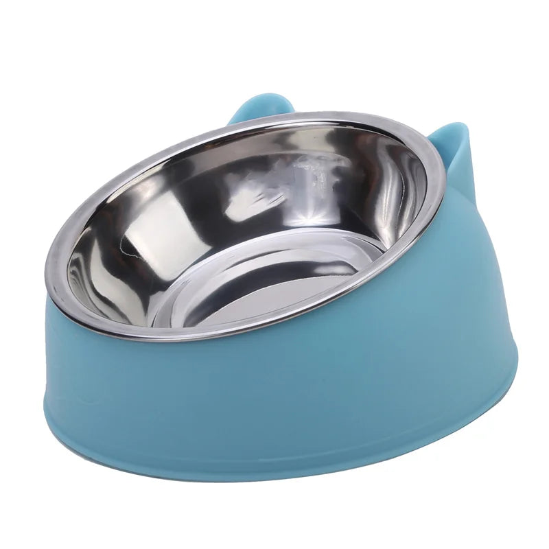 Inclined Stainless Steel Cat & Dog Bowl – Creative feeding feeder.