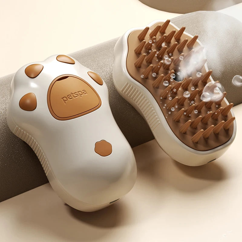 3-in-1 Electric Pet Brush – Steam, spray, massage for dogs & cats.