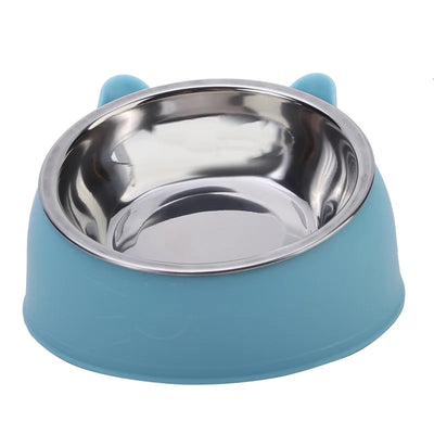 Inclined Stainless Steel Cat & Dog Bowl – Creative feeding feeder.