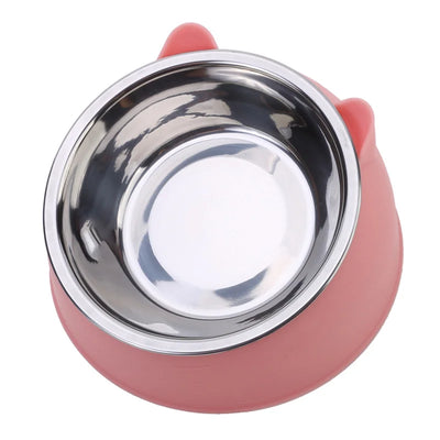 Inclined Stainless Steel Cat & Dog Bowl – Creative feeding feeder.