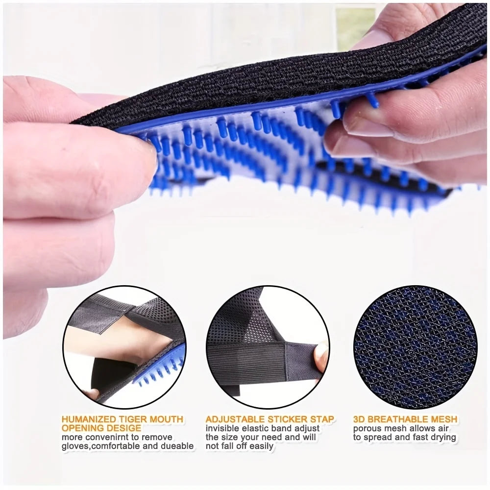 2-Pc Pet Grooming Kit – De-shedding brush & bath glove for pets.