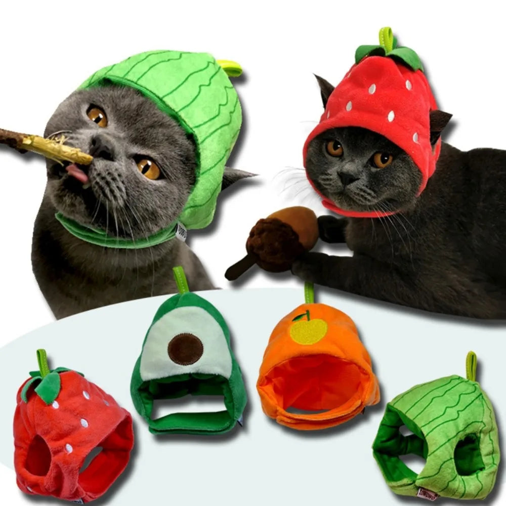 Cute Fruit Pet Hat – Soft, comfy, funny cap for cats & small dogs.