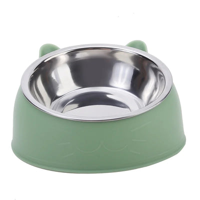 Inclined Stainless Steel Cat & Dog Bowl – Creative feeding feeder.