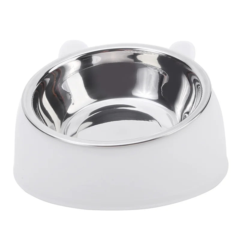 Inclined Stainless Steel Cat & Dog Bowl – Creative feeding feeder.