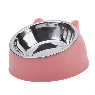 Inclined Stainless Steel Cat & Dog Bowl – Creative feeding feeder.