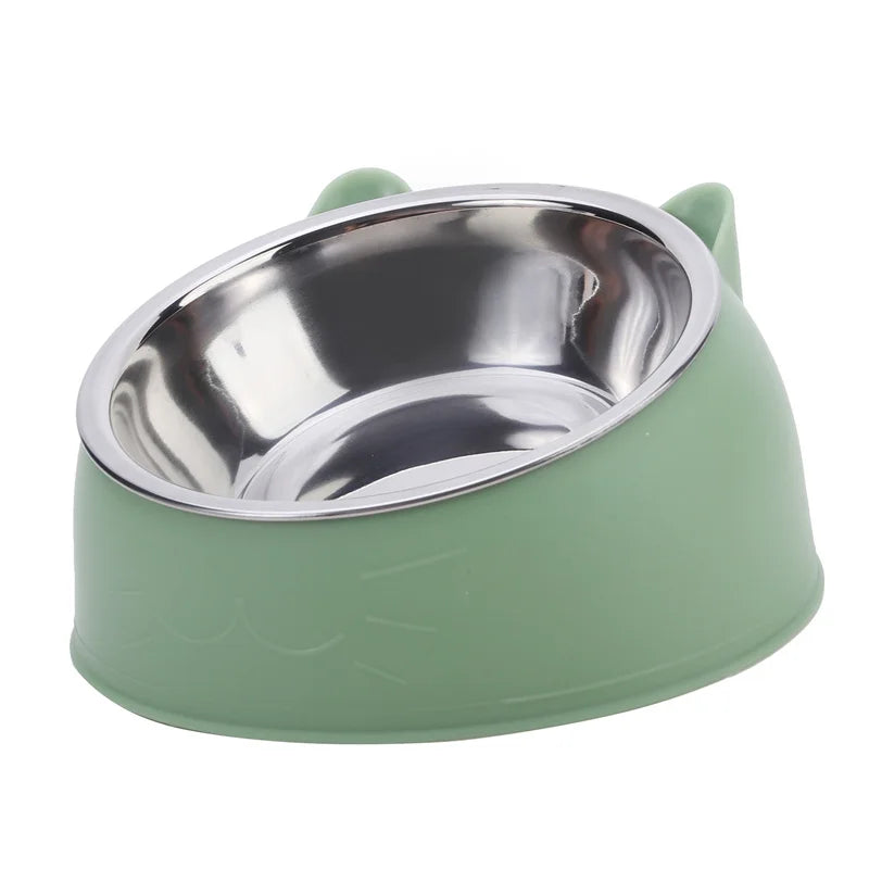 Inclined Stainless Steel Cat & Dog Bowl – Creative feeding feeder.