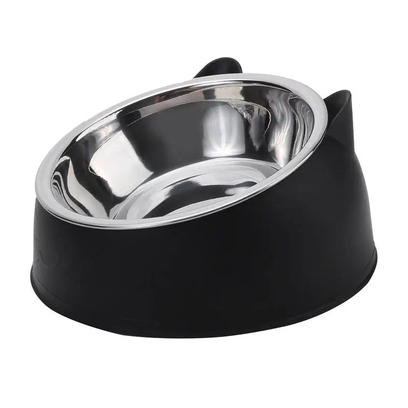 Inclined Stainless Steel Cat & Dog Bowl – Creative feeding feeder.