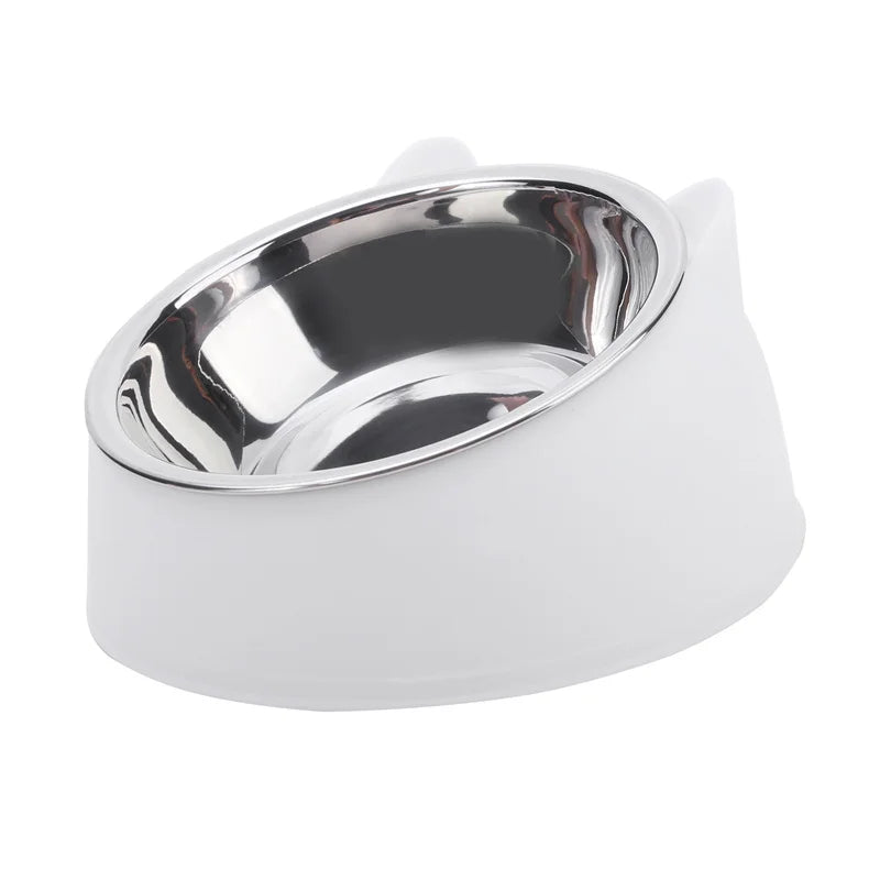 Inclined Stainless Steel Cat & Dog Bowl – Creative feeding feeder.