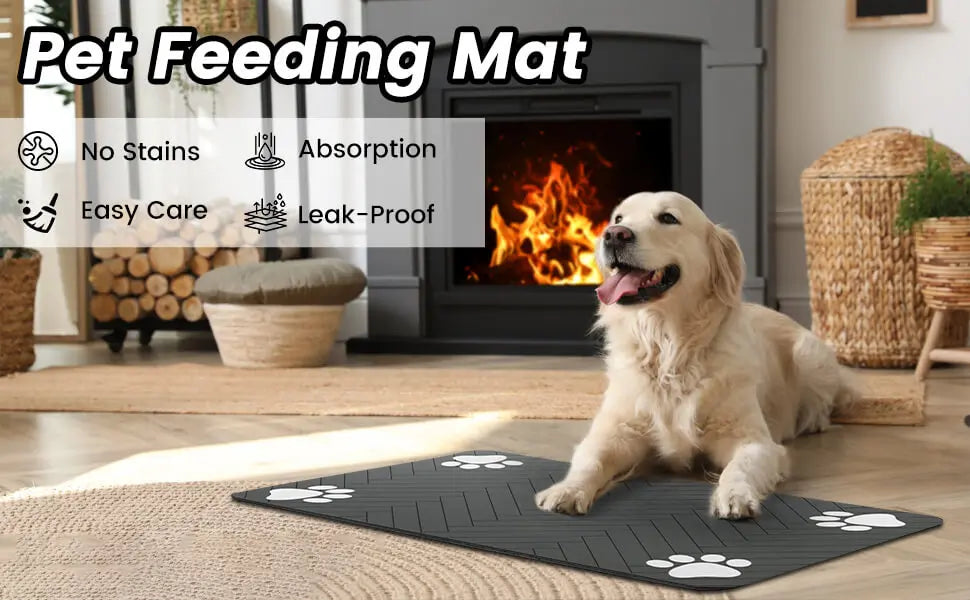 Pet Feeding Mat – Absorbent, waterproof, quick-dry.