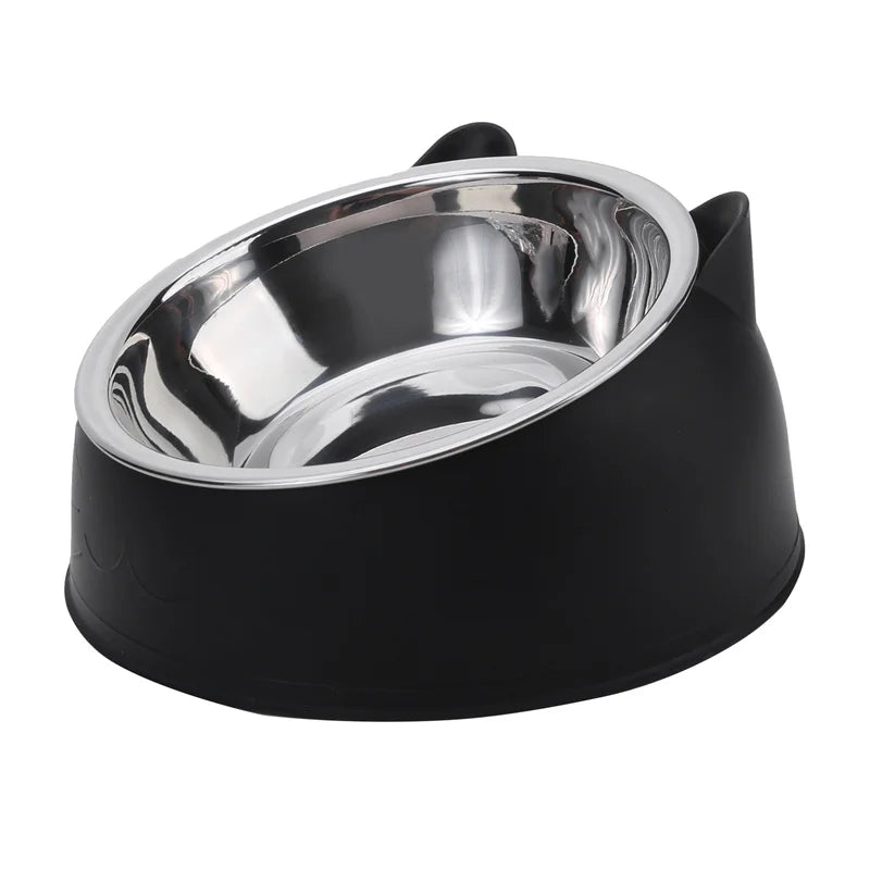 Inclined Stainless Steel Cat & Dog Bowl – Creative feeding feeder.