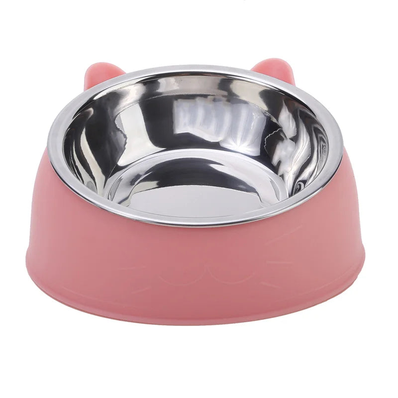 Inclined Stainless Steel Cat & Dog Bowl – Creative feeding feeder.