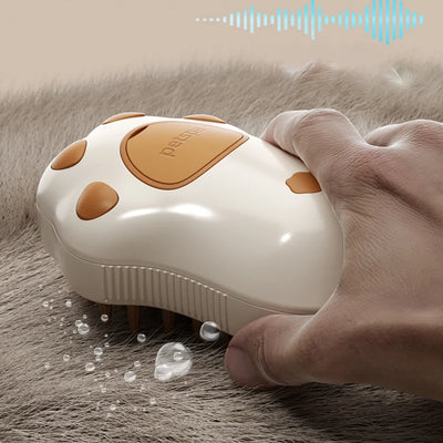3-in-1 Electric Pet Brush – Steam, spray, massage for dogs & cats.