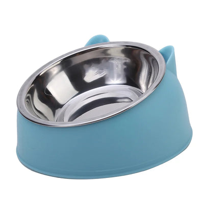 Inclined Stainless Steel Cat & Dog Bowl – Creative feeding feeder.
