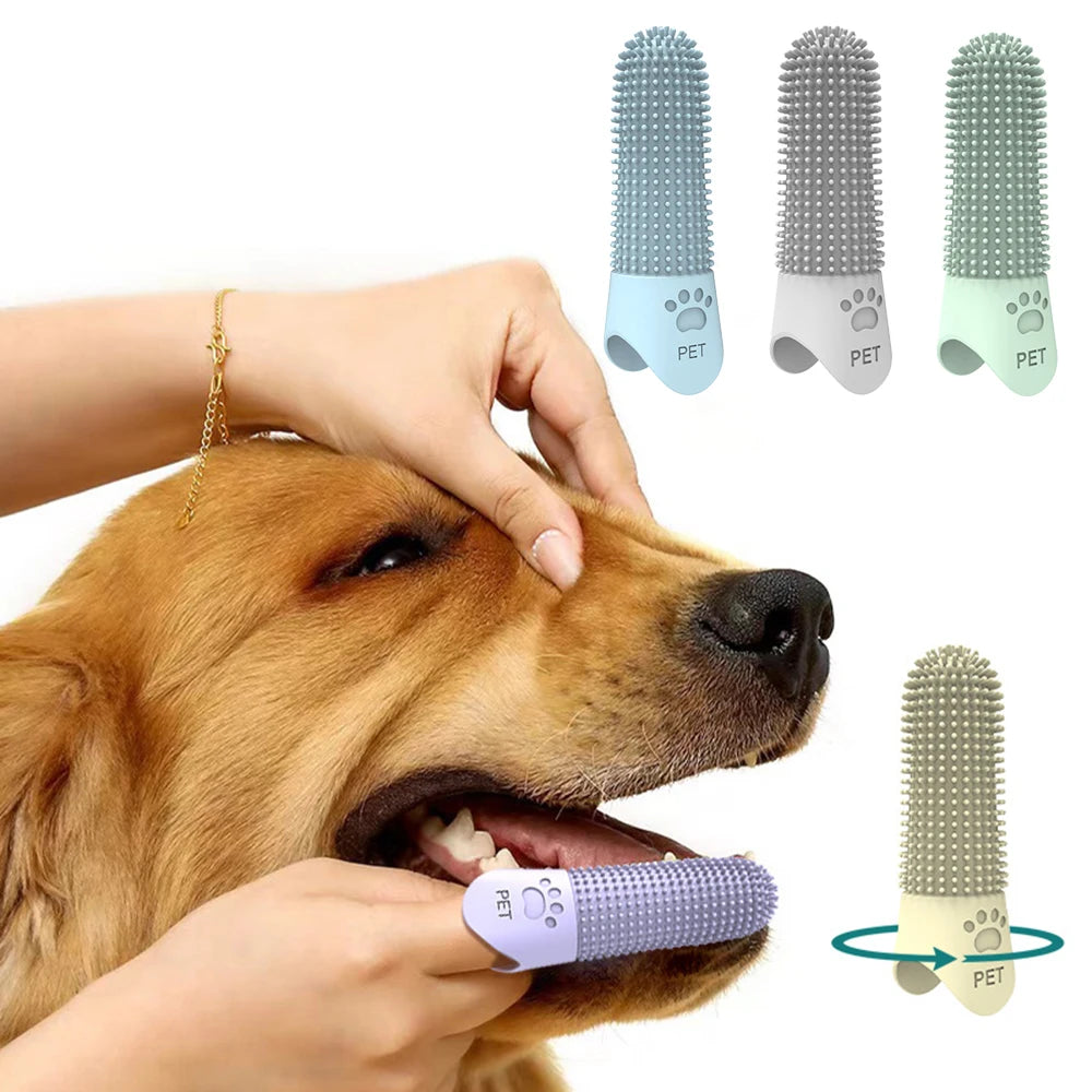 Pet Finger Toothbrush – Silicone tartar remover for cats & dogs.