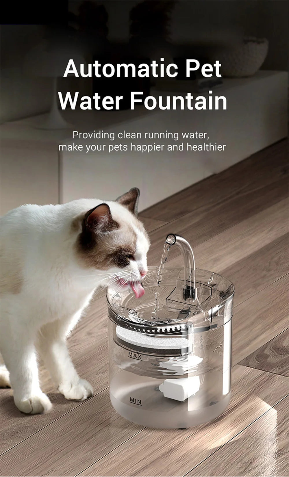 Smart USB Pet Fountain – Filtered, sensor-activated.
