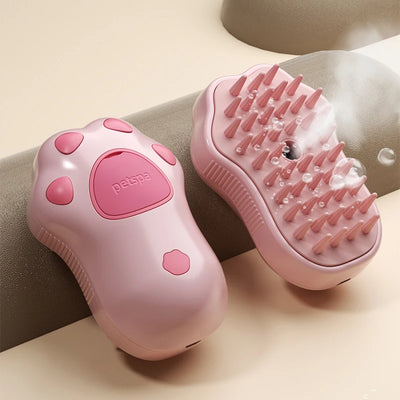 3-in-1 Electric Pet Brush – Steam, spray, massage for dogs & cats.