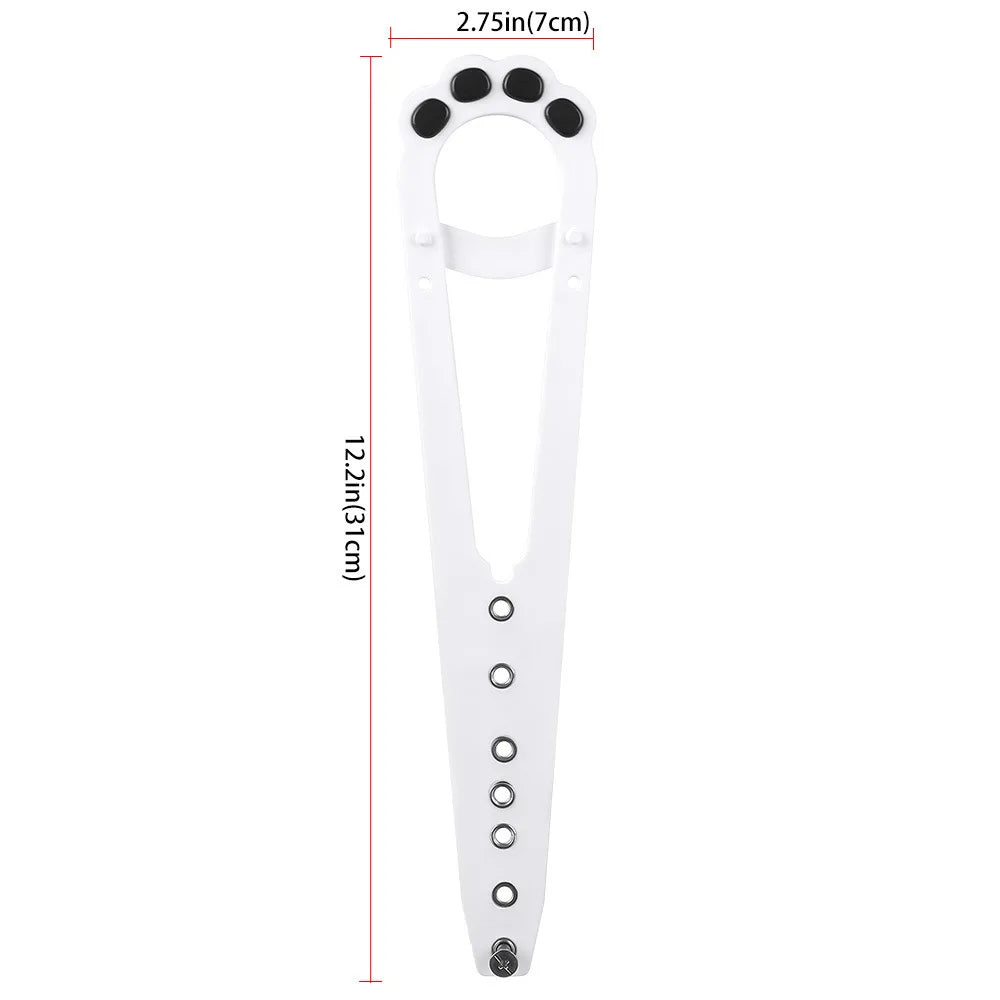 Aviour adjustable cat door latch in white with paw print design and multiple locking holes