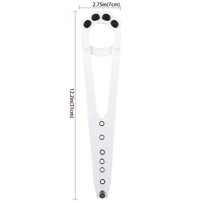 Aviour adjustable cat door latch in white with paw print design and multiple locking holes