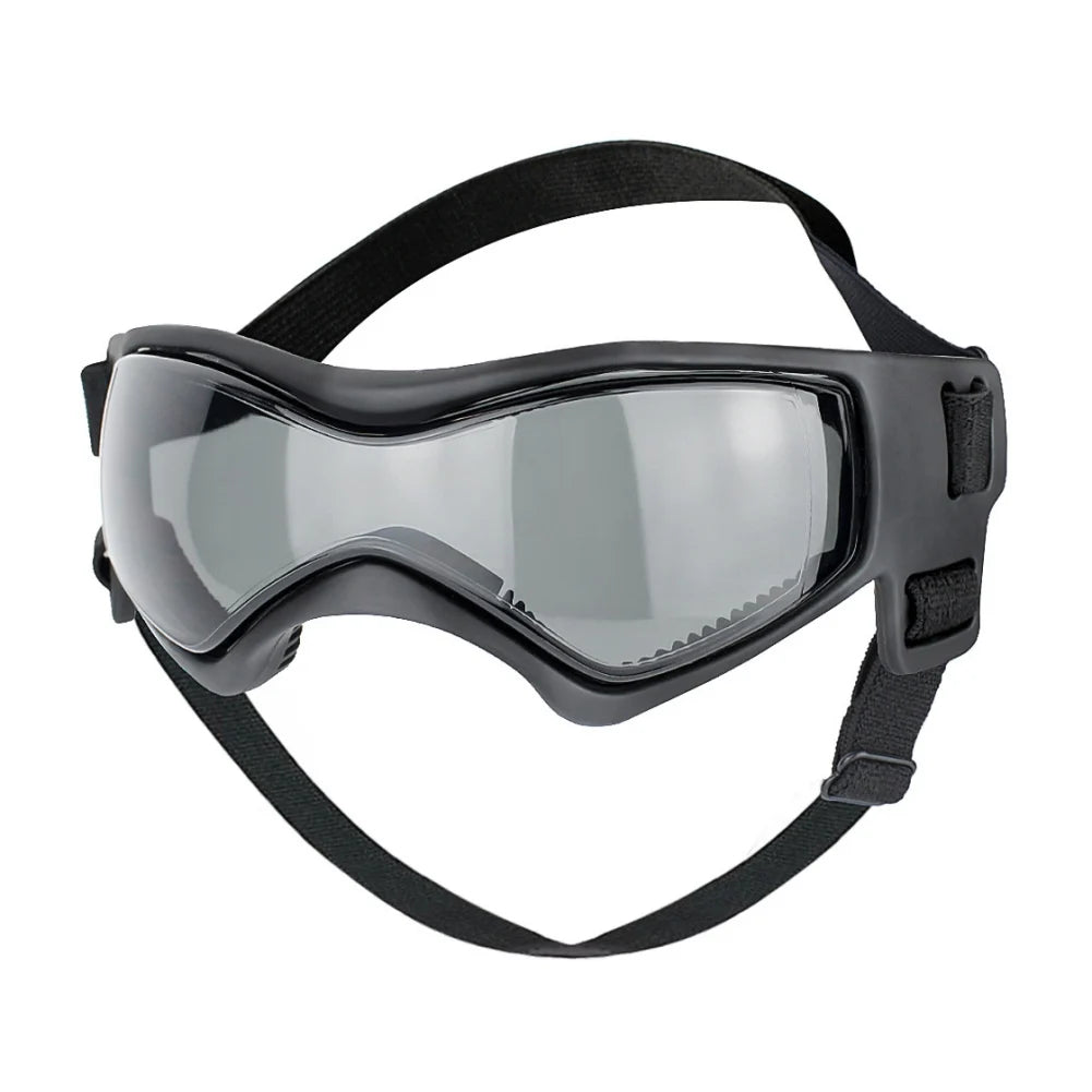 Aviour black adjustable pet goggles with clear lenses and adjustable strap for pets
