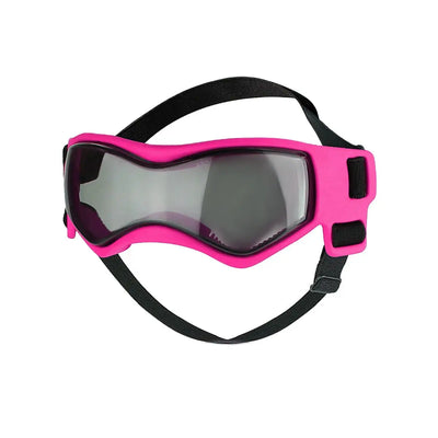 Aviour pink adjustable pet goggles with black straps designed for pet eye protection and comfort