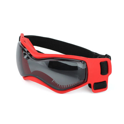 Aviour red and black adjustable pet goggles with tinted lenses and secure strap