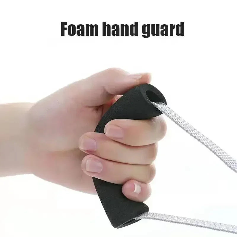 Close-up of foam hand guard on adjustable pet harness vest showing comfort grip and durability