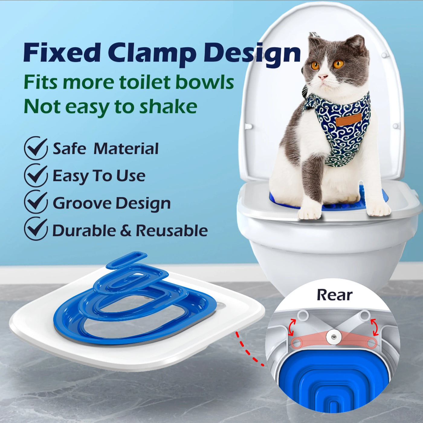 Aviour cat and dog sand tray toilet with fixed clamp design fits more toilet bowls and is durable and reusable