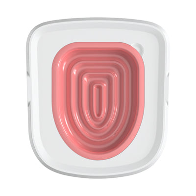 Aviour cat and dog sand tray toilet in white and pink with a spiral design for easy cleaning
