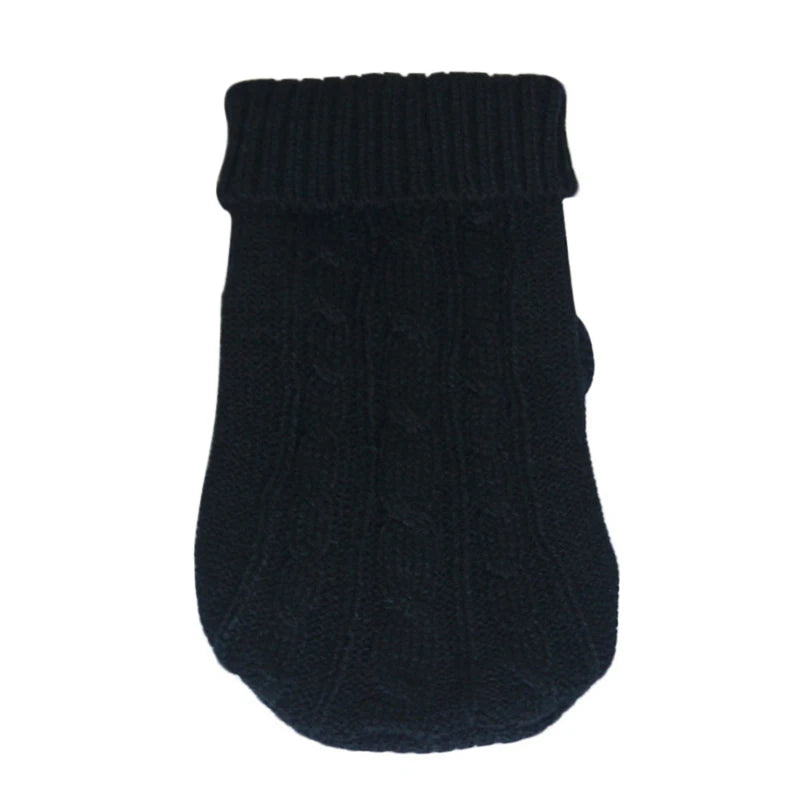 Black Aviour cat sweater for hairless cats with knitted cable design and fold-over collar