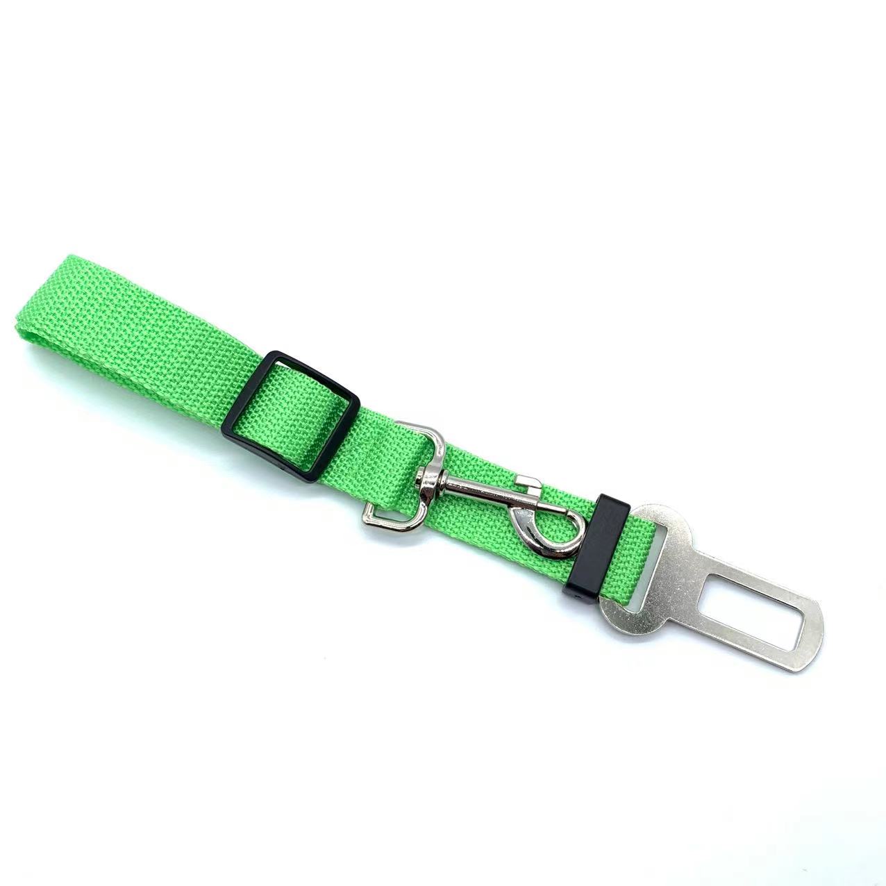 Aviour green dog car seat belt for travel with metal clip and adjustable strap