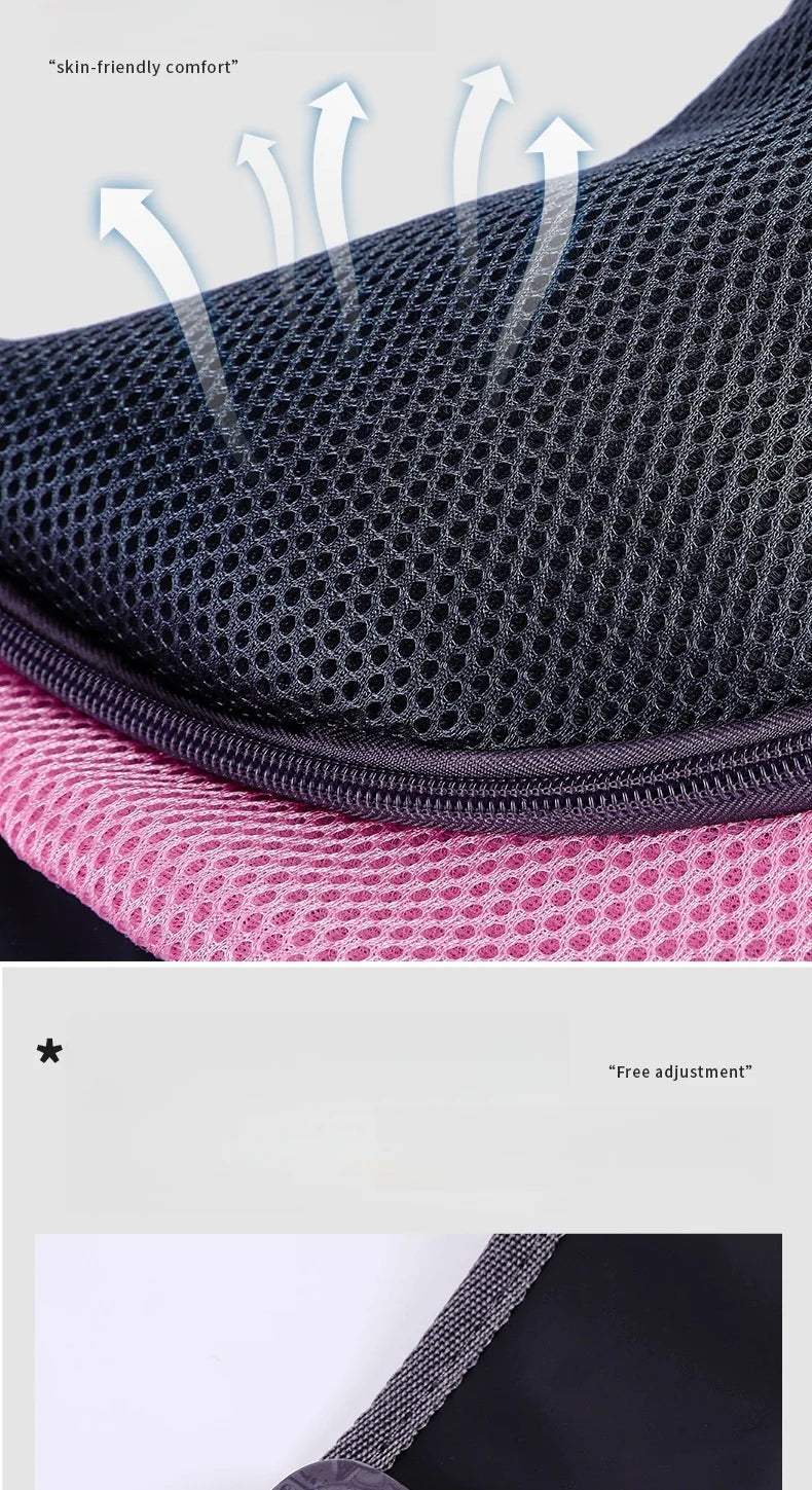 Close-up of Aviour hands-free pet carrier bag breathable mesh fabric with skin-friendly comfort