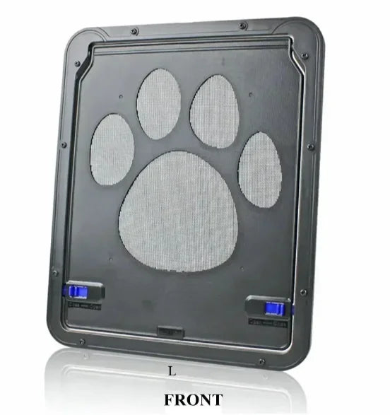 Aviour lockable pet door for windows with paw print design and secure locking mechanism