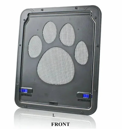 Aviour lockable pet door for windows with paw print design and secure locking mechanism