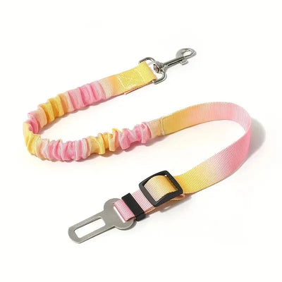 Aviour colorful pet seat belt with lead rope featuring adjustable strap and metal clip for car safety