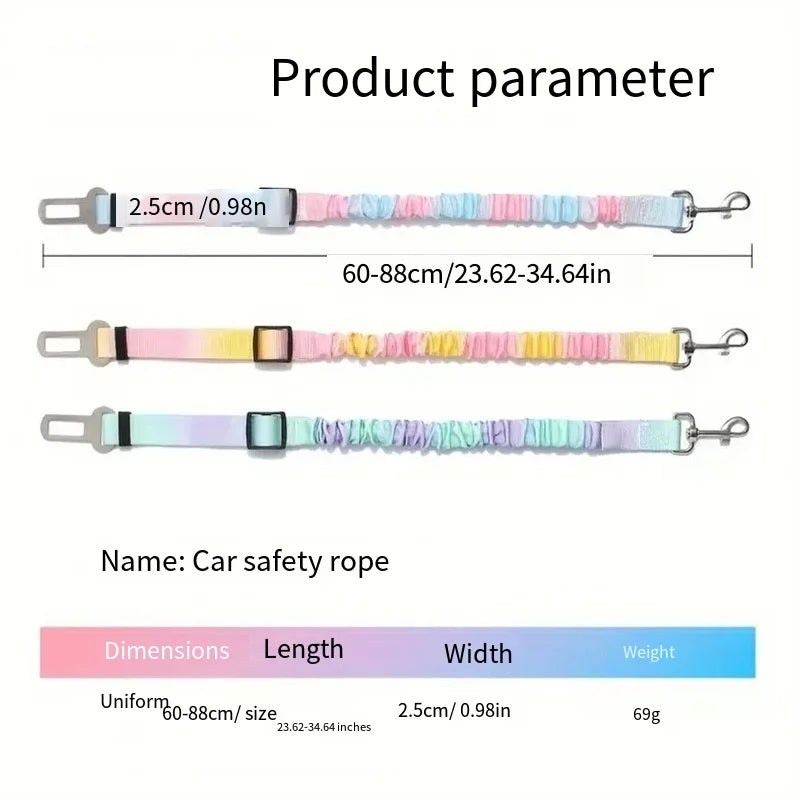 Aviour pastel color pet seat belt with lead rope adjustable 23.62 to 34.64 inches for car safety