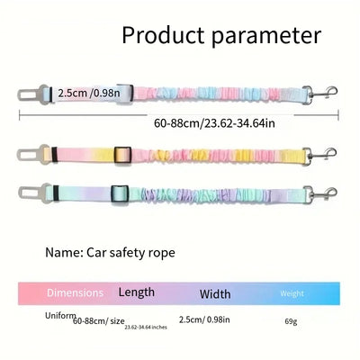 Aviour pastel color pet seat belt with lead rope adjustable 23.62 to 34.64 inches for car safety