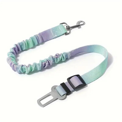 Aviour pet seat belt with lead rope in blue and purple for securing pets safely in vehicles