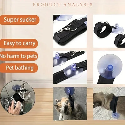 Aviour pet shower restraint collar with super sucker for safe pet bathing and easy carrying
