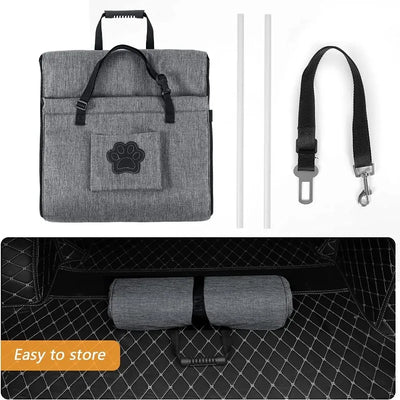 Aviour gray safe pet seat for car travel with foldable design and safety strap included